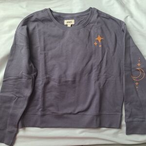 Pact Organic Lavender Crewneck with Orange Celestial Design NWT